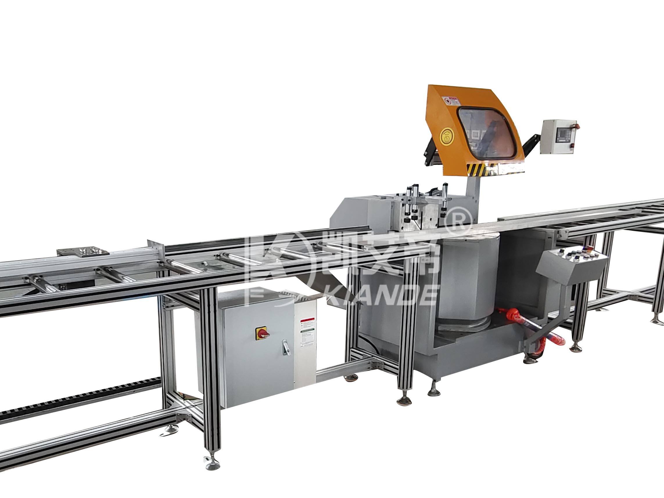 Machine de découpe de profilés en aluminium à double tête
